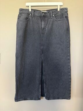 Madewell Black Denim Maxi Skirt with Front Slit